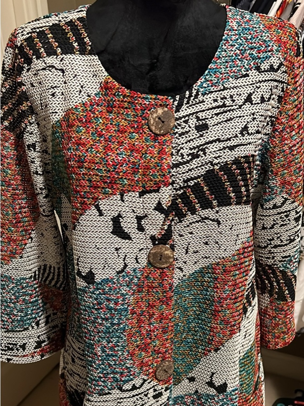 Joseph Ribkoff Multicolor Patchwork Knit Jacket